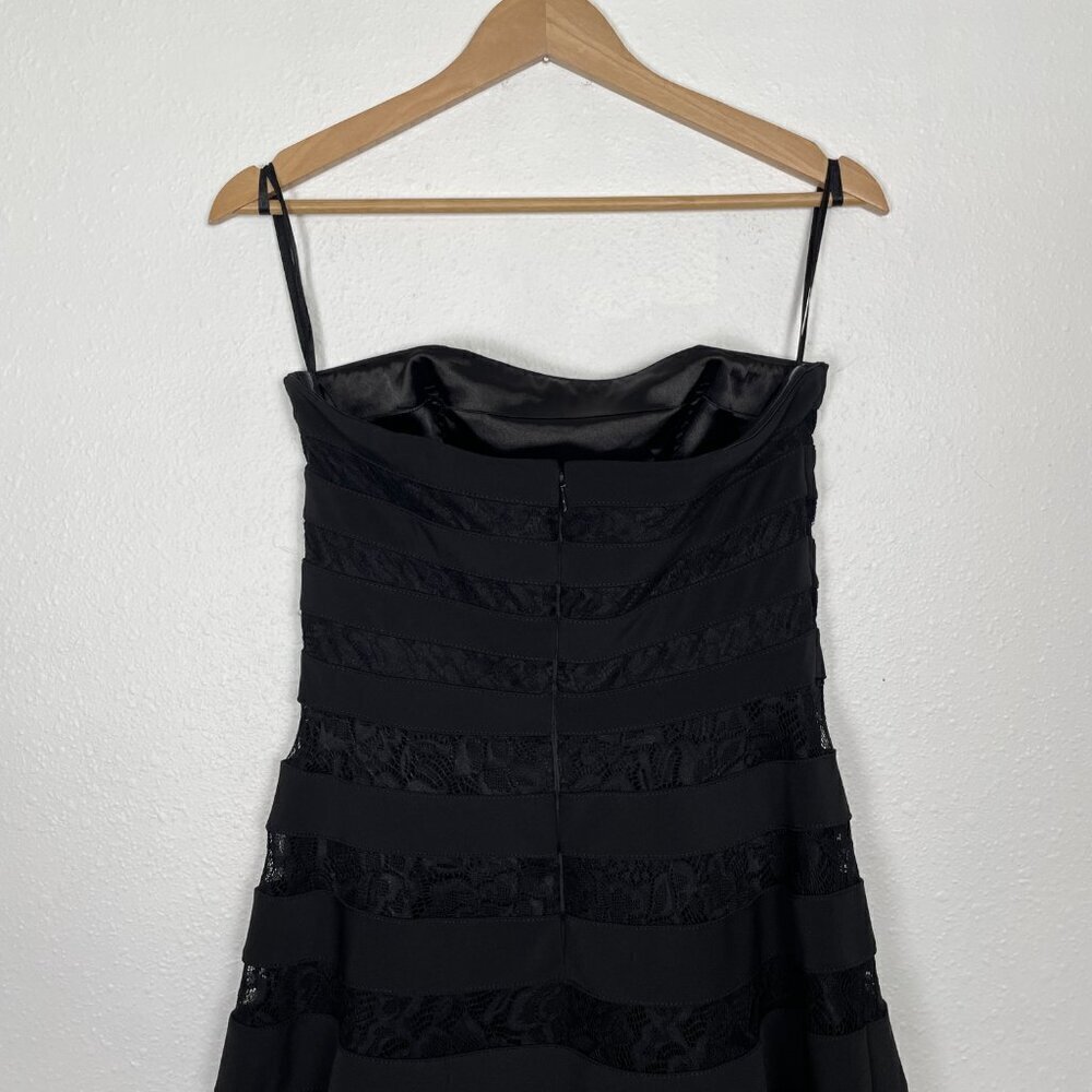 White House Black Market Strapless Lace Striped Bandage Fit and Flare Dress Sz.4 - Picture 8 of 11